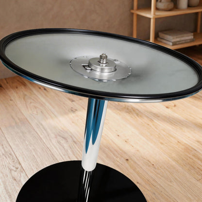 HOMCOM Round Bar Table, Modern Dining Table with Tempered Glass Top and Steel Frame for 4, 70 x 70 x 75.5cm, Black