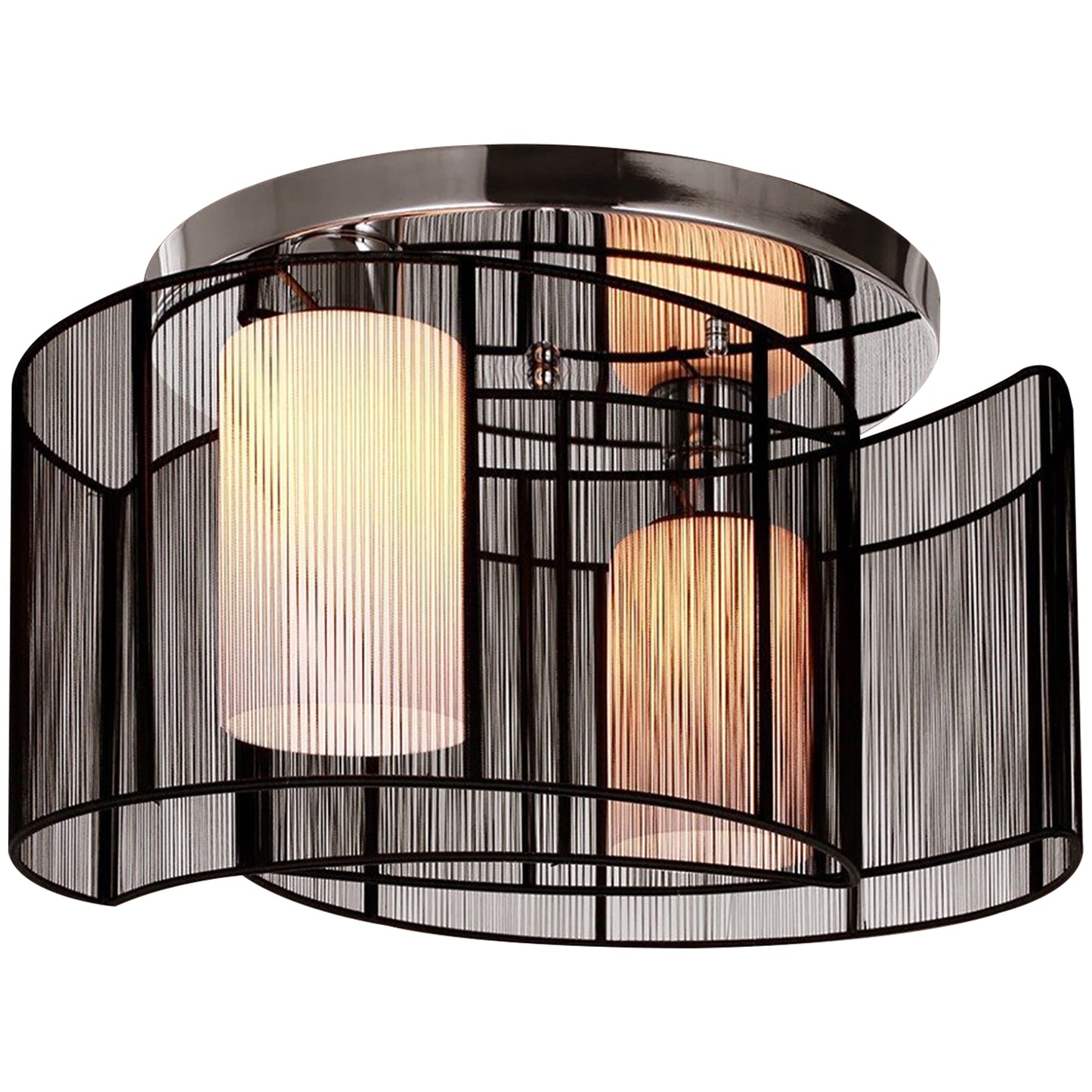 HOMCOM Modern Chandelier, Semi-Flush Mount Ceiling Light with Glass Lampshade, 2 x E27 Bulb Base for Hallway, Dining Room, Living Room, White and Black
