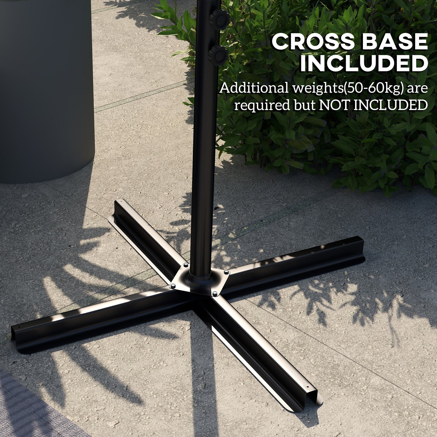 Outsunny 3(m) Cantilever Overhanging Parasol, with Cross Base - Orange--ChewyGames-ChewyGames