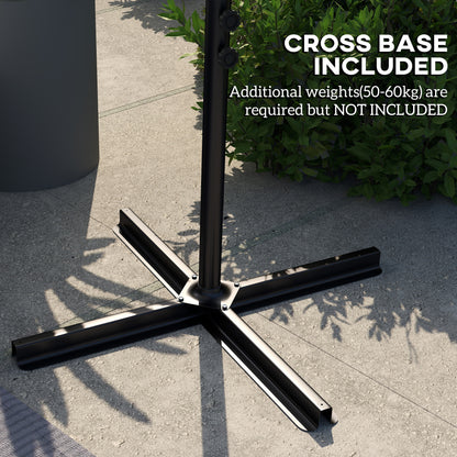 Outsunny 3(m) Cantilever Overhanging Parasol, with Cross Base - Orange--ChewyGames-ChewyGames