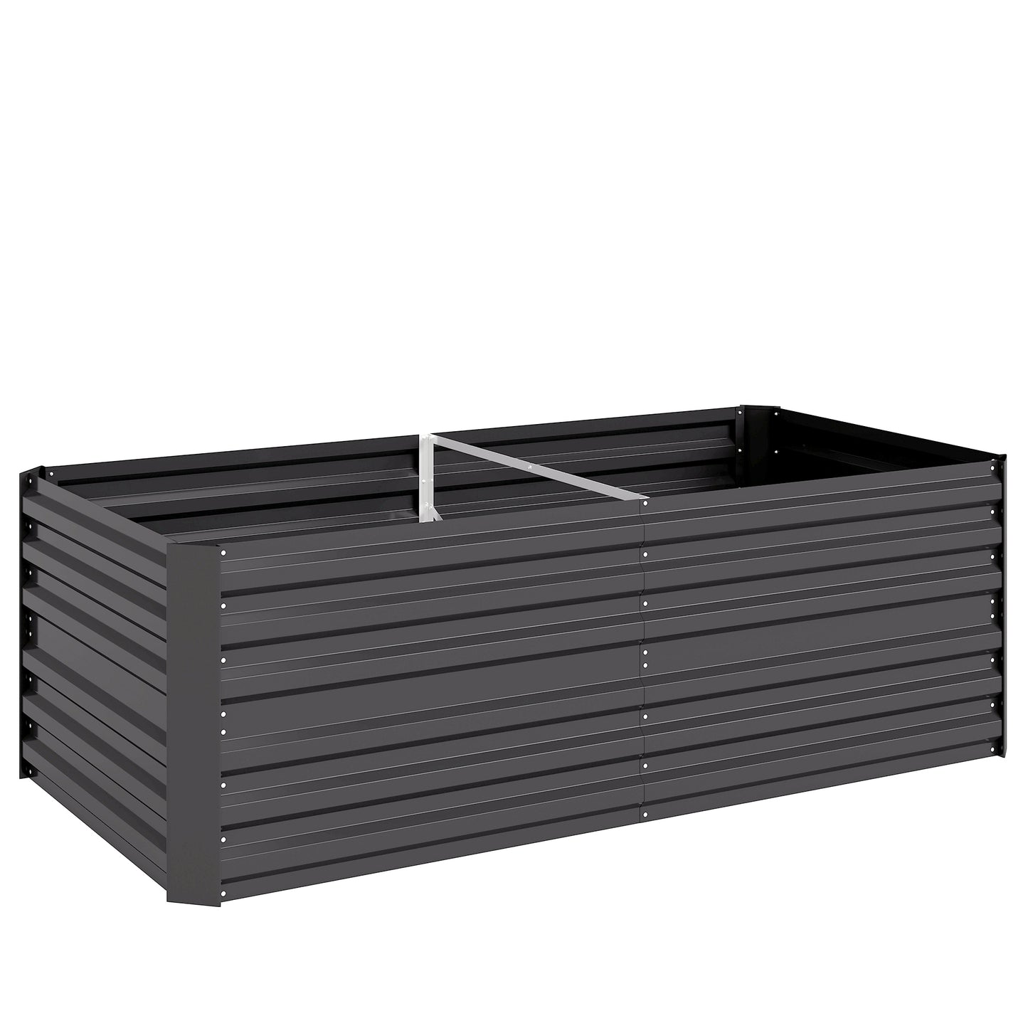 Outsunny Raised Beds for Garden, Galvanised Steel Outdoor Planters with Multi-reinforced Rods, 180 x 90 x 59 cm, Dark Grey