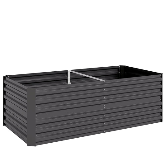Outsunny Raised Beds for Garden, Galvanised Steel Outdoor Planters with Multi-reinforced Rods, 180 x 90 x 59 cm, Dark Grey