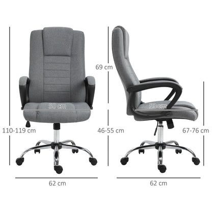 Vinsetto Linen-Look Swivel Office Chair - Dark Grey