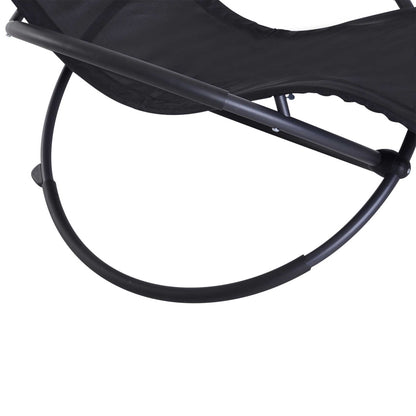 Outsunny Outdoor Orbital Lounger Zero Gravity Patio Chaise Foldable Rocking Chair w/ Pillow Black--ChewyGames-ChewyGames