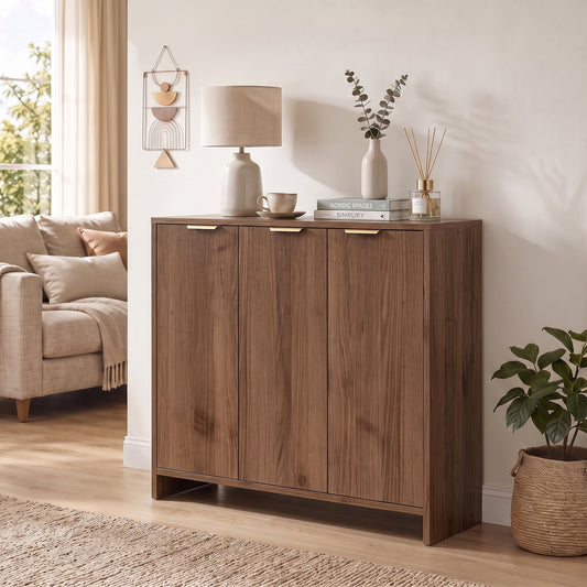HOMCOM Sideboard Cabinet, Modern Storage Cabinet with 3 Doors and Adjustable Shelves for Living Room, Dining Room, Brown