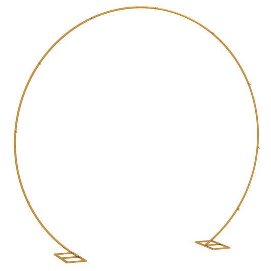Outsunny 280cm Gold Backdrop Stand, Round Metal Wedding Arch for Birthday Party, Bridal Shower, Graduation, Ceremony