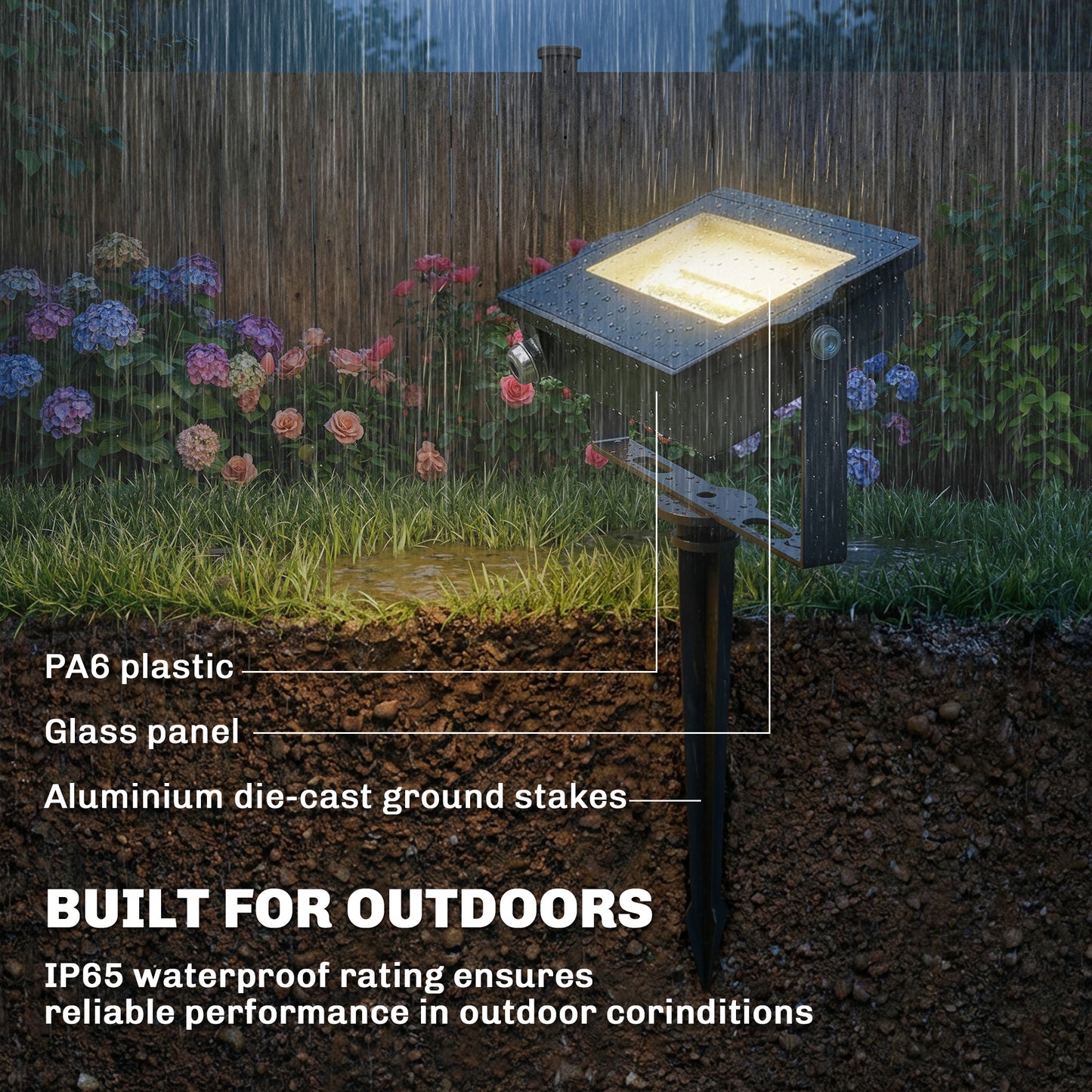 Outsunny 32W LED Floodlights, Linkable 4-Pack Landscape Lighting with Remote Control, RGB Colour Changing, UK Plug, Black