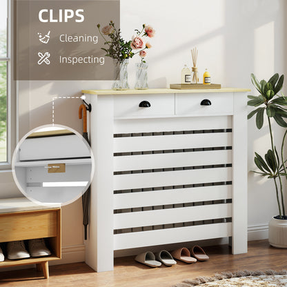 HOMCOM 95.5H x 111Wcm Radiator Cover, with Drawer - White--ChewyGames-ChewyGames