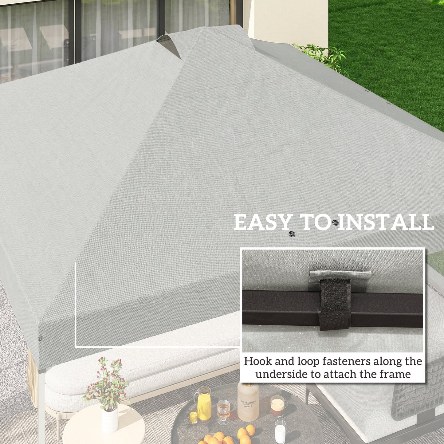 Outsunny Gazebo Roof Replacement UV50+ Waterproof Pop Up Canopy Cover with 8 Drainage Holes 3 x 3 m White