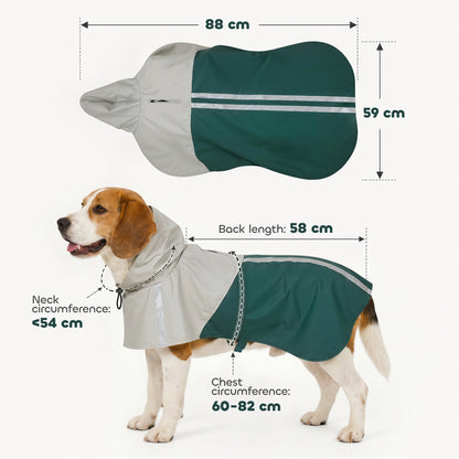 PawHut Dog Raincoat with Hood, Waterproof & Breathable Rain Jacket with Leash Hole, for Medium Dogs, Green, M