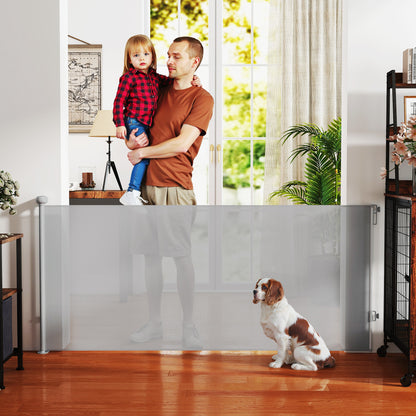 PawHut Retractable Stair Gate Extends Up to 180 cm Wide, Dog Gate for Doorways, Stairways, Hallways, Grey--ChewyGames-ChewyGames