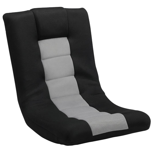 HOMCOM Floor Chair, Folding Floor Sofa with Adjustable Backrest, Wide Seat, Swivel Base, Black