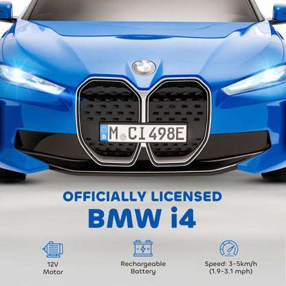 HOMCOM BMW i4 Licensed 12V Kids Electric Ride-On Car, Blue