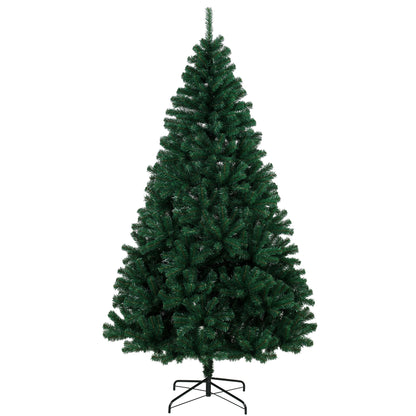 HOMCOM 7ft Artificial Christmas Tree, Fir Hinged Xmas Tree with 1100 Branch Tips, Foldable Steel Stand, Green