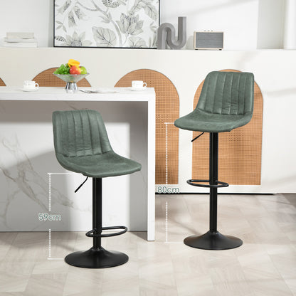 HOMCOM Set of Two Retro Tub Bar Stools - Green