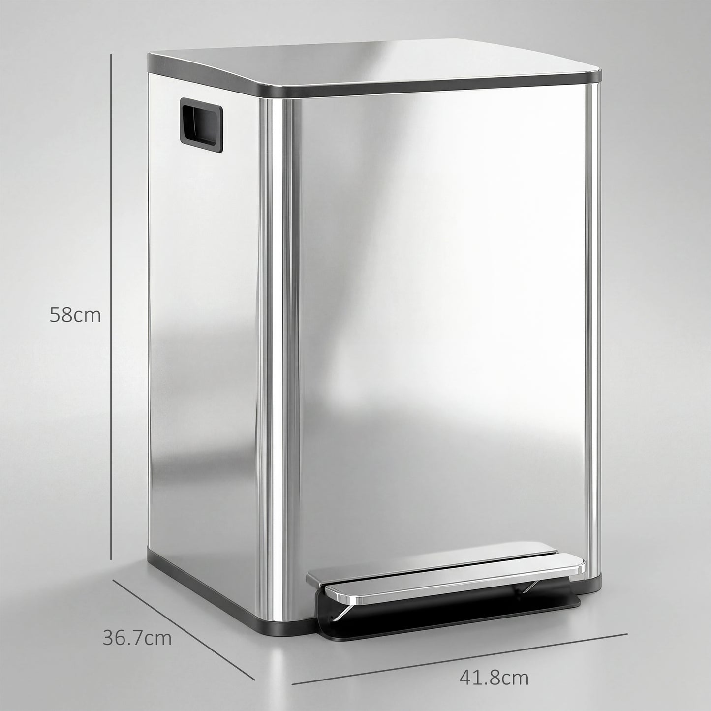 HOMCOM 40L Dual Compartment Stainless Steel Bin, with Deodoriser Holders - Silver Tone