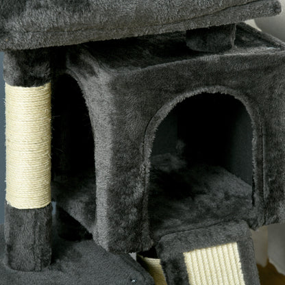 PawHut Cat Tree for Indoor Cats 81cm Cat Scratching Post Scratch Board Kitten Tower Climbing Frame, Black