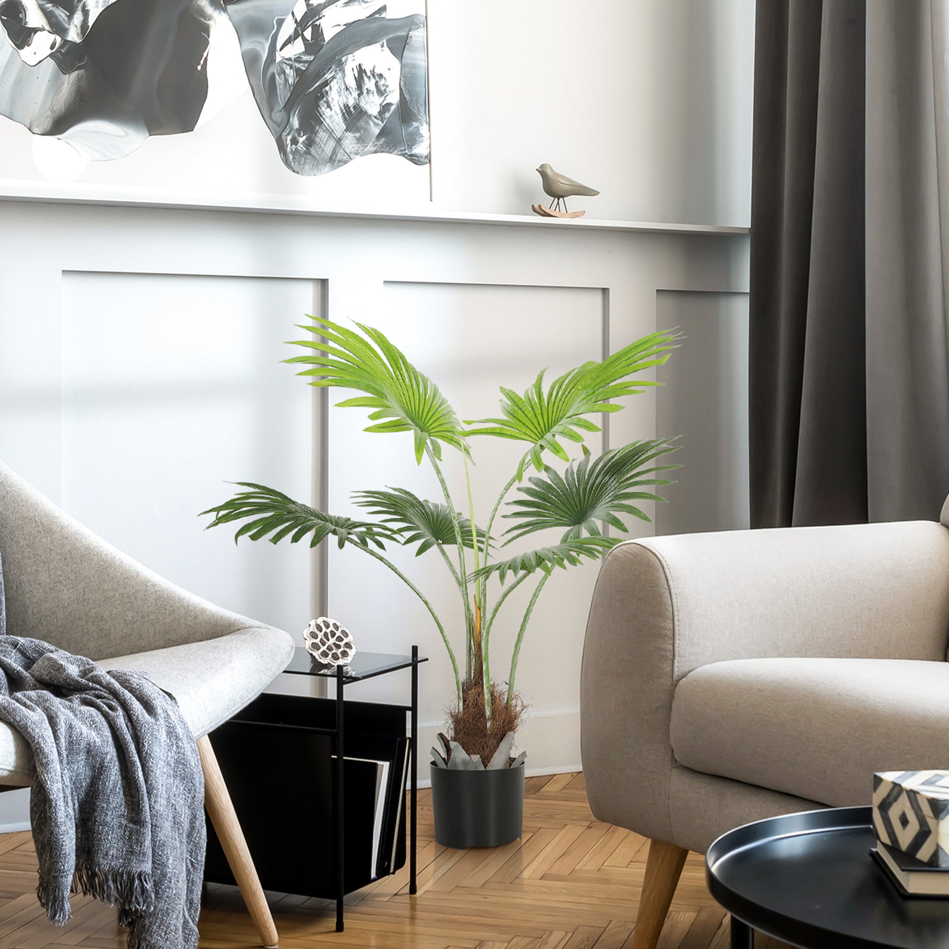 HOMCOM 94cm Artificial Palm Tree, Decorative Artificial Plant with Lifelike PEVA Leaves and Coconut Coir, Fake Tree with Plastic Pot and Flocking for Home Office Decor, Green--ChewyGames-ChewyGames