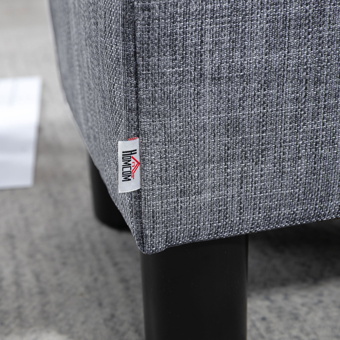 HOMCOM Linen Fabric Footstool Ottoman Cube with 4 Plastic Legs, Grey--ChewyGames-ChewyGames