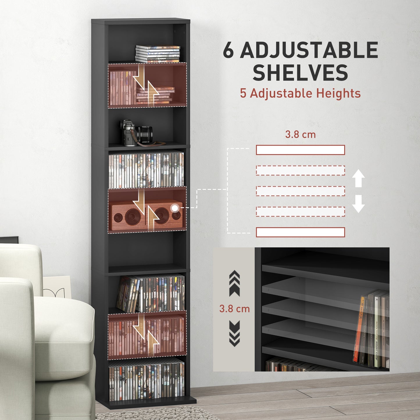 HOMCOM 260 Narrow CD Storage Unit - Black