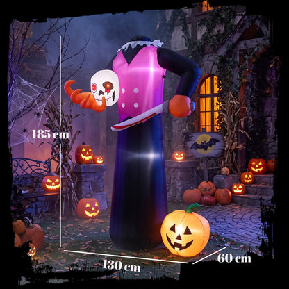 Outsunny 6 FT Halloween Inflatable Headless Skeleton, Blow Up Halloween Skeleton Decoration with LED Lights for Indoor Outdoor