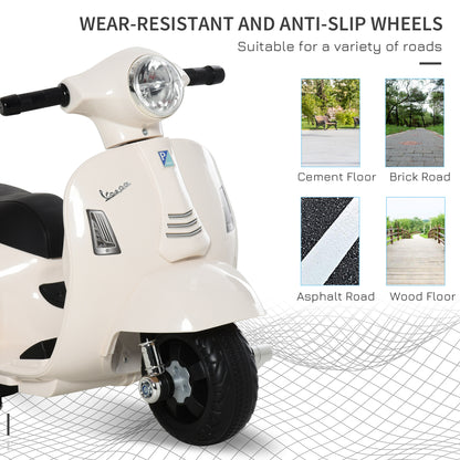 HOMCOM Vespa Licensed 6V Kids Electric Motorbike Ride On Motorcycle  Battery Powered for 18-36 Months with Horn Light White