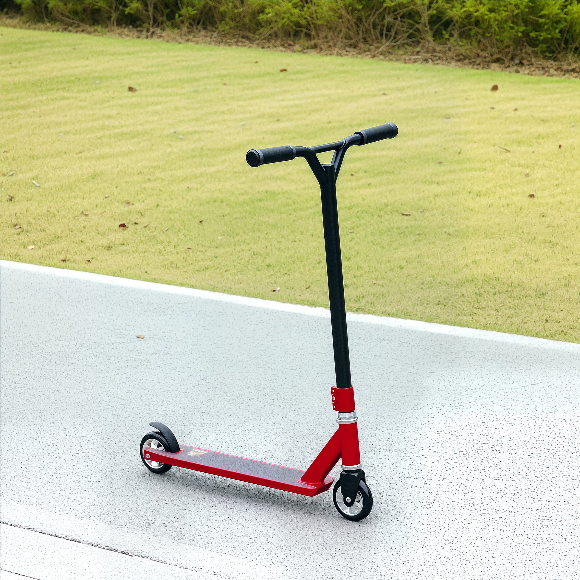 HOMCOM Stunt Scooter, 360° Entry Level Tricks Scooter w/ Lightweight Aluminium Deck and ABEC 7 Bearing, For Age 14+ Beginners, Red--ChewyGames-ChewyGames