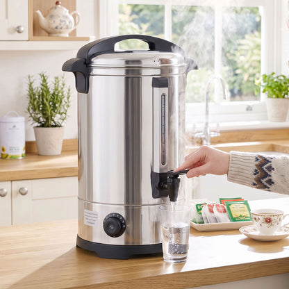 HOMCOM 13L Catering Urn, 2500W Stainless Steel Hot Water Boiler Dispenser with Thermostat, Keep Warm Function and Easy Pour Tap