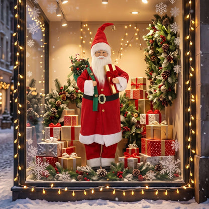 HOMCOM 4ft Singing Dancing Santa Claus, Standing Christmas Animated Santa Figure with Gift and Sack, Sound/Touch Activated