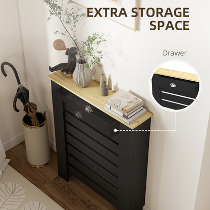 HOMCOM 95.5H x 78Wcm Radiator Cover, with Drawer - Black