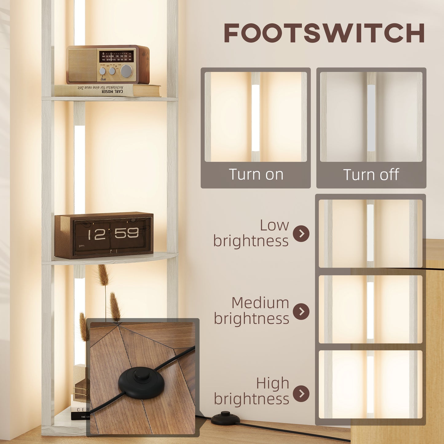 HOMCOM 4-Tier Corner Floor Lamp
