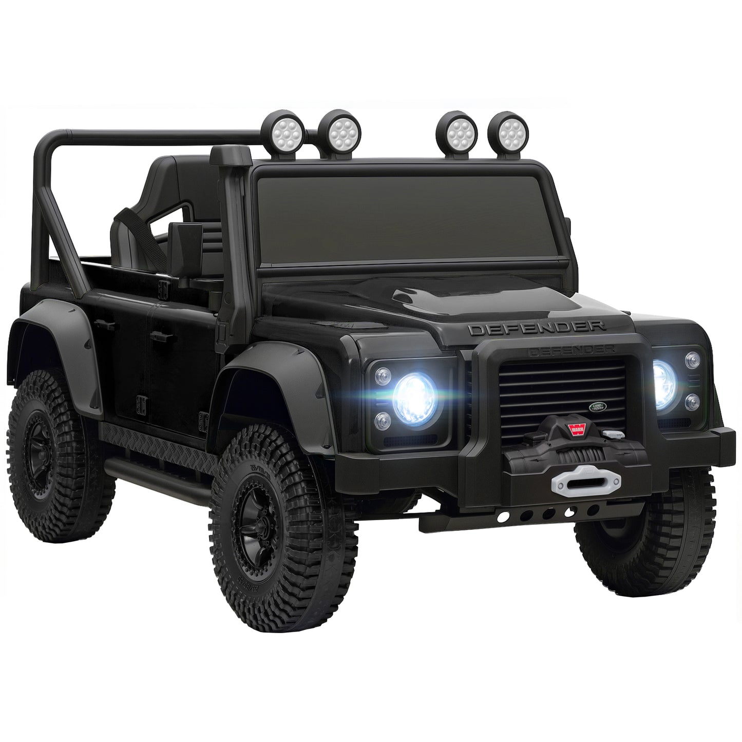 AIYAPLAY Kids Ride On Car with Remote Control, Music, Horn, 4 Spring Suspension Wheels, LED Lights for 3-5 Years Old, Black