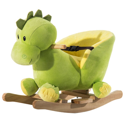 HOMCOM Kids Rocking Horse, Plush Ride-On Dinosaur Seat, with Seat Seat Belt, 32 Songs, Ride-On Horse--ChewyGames-ChewyGames