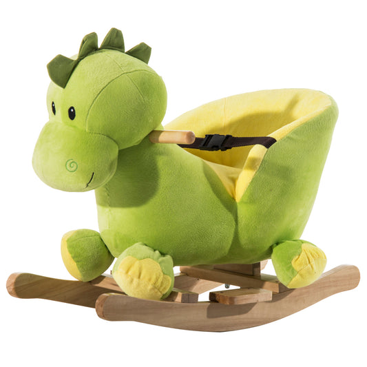 HOMCOM Kids Rocking Horse, Plush Ride-On Dinosaur Seat, with Seat Seat Belt, 32 Songs, Ride-On Horse--ChewyGames-ChewyGames