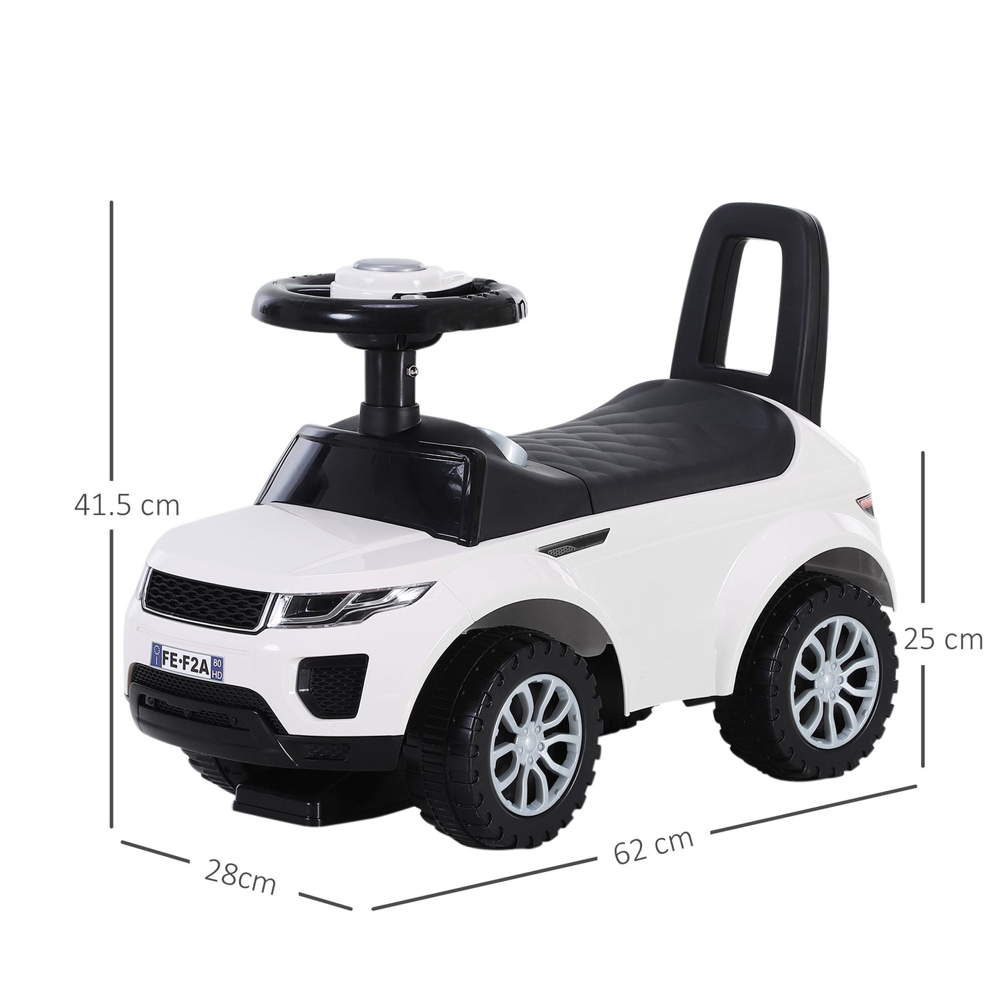 HOMCOM 3-in-1 Ride On Car Foot To Floor Slider Toddler w/ Horn Steering Wheel NO POWER Manual Under Seat Storage Secure Design for 1-3 Year Old White