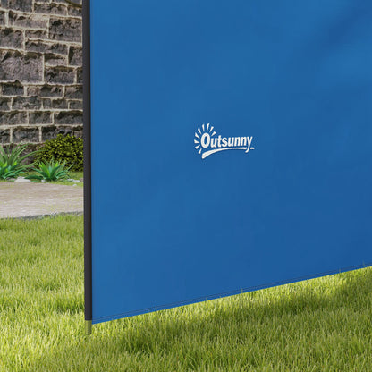 Outsunny 4 Pole Camping Windbreaks, Beach Wind Shield Shelter with Carry Bag and Steel Poles, 540cm x 150cm, Blue