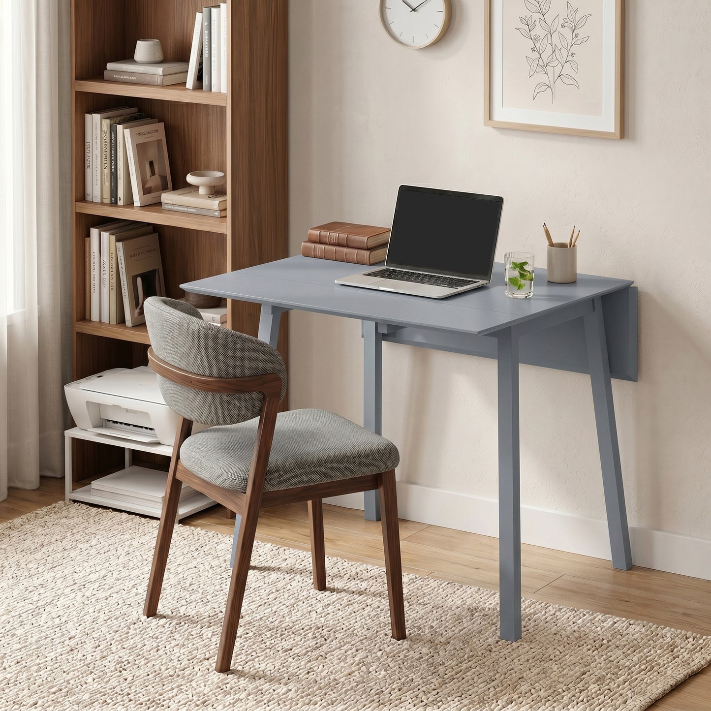 HOMCOM Solid Wood Folding Dining Table, Drop Leaf Table for 2-4 People,  Rectangle Kitchen Table