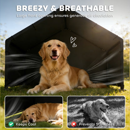 PawHut Dog Shade Shelter Outdoor, Dog House Outside with Canopy, Pet Tent for Small Medium Large Breeds
