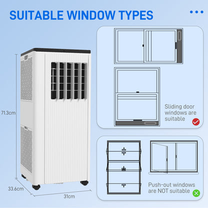 HOMCOM 7,000 BTU App-Controlled Mobile Air Conditioner, 15m² Radius - White