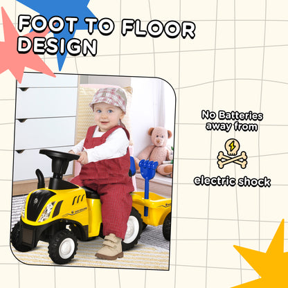HOMCOM Ride On Tractor Toddler Walker Foot To Floor Slider w/ Horn Storage Steering Wheel for 1-3 Years Old Yellow--ChewyGames-ChewyGames