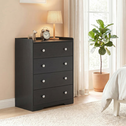 HOMCOM 4 Drawer Chest of Drawers, Modern Dresser for Bedroom, Storage Cabinet for Living Room Entryway, Black Wood Effect