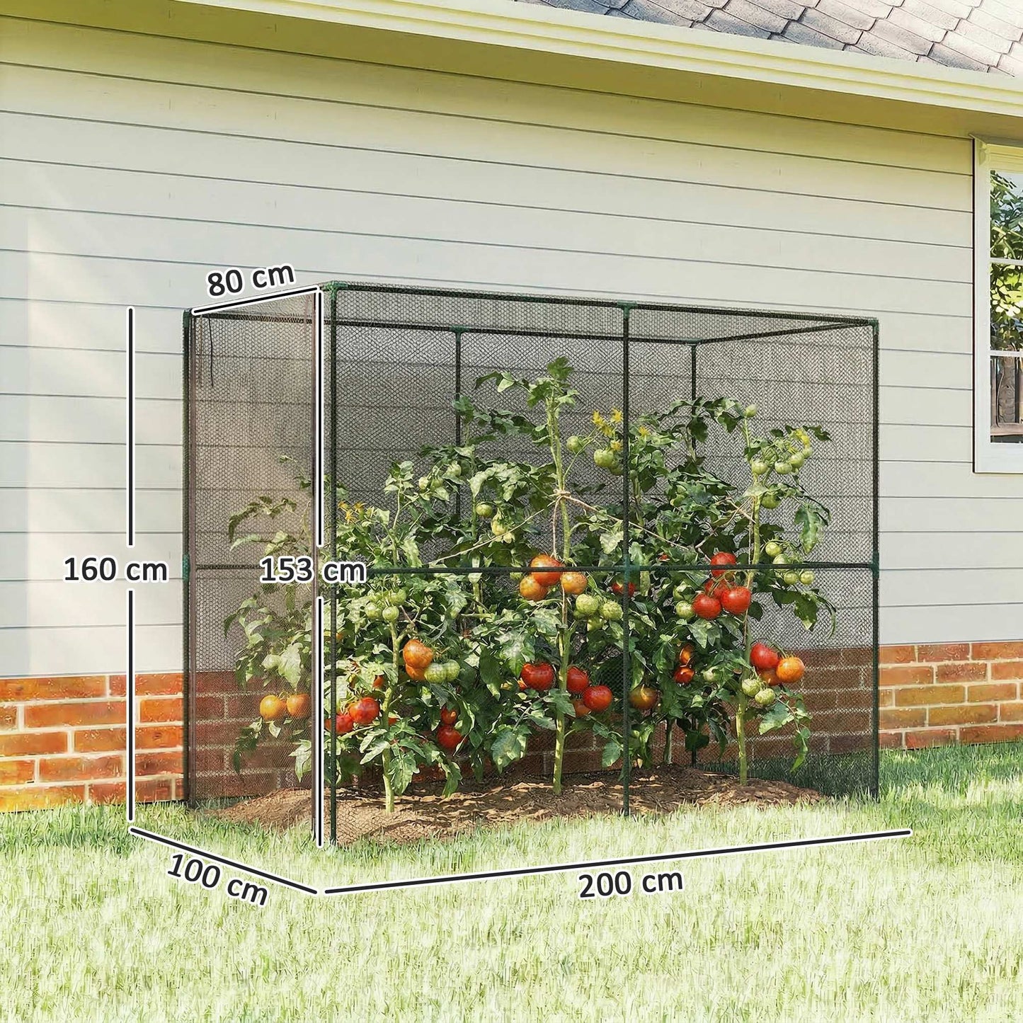 Outsunny Fruit Cage Bird Netting, Brassica Cage Plant Protection Tent with Zipped Door, Anti Bird, Insects, Small Animals, Black