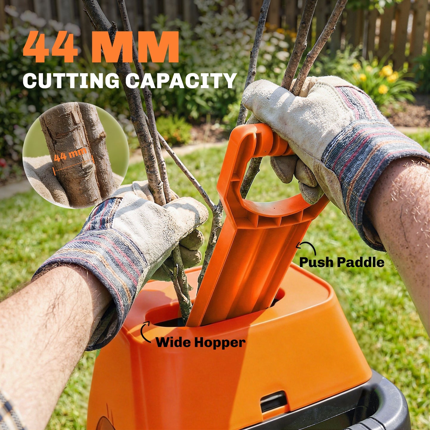 Outsunny 2500W Electric Wood Chipper, Corded Wood Mulcher Shredder with 45L Collection Bag, 4300RPM, 44mm Cutting Diameter
