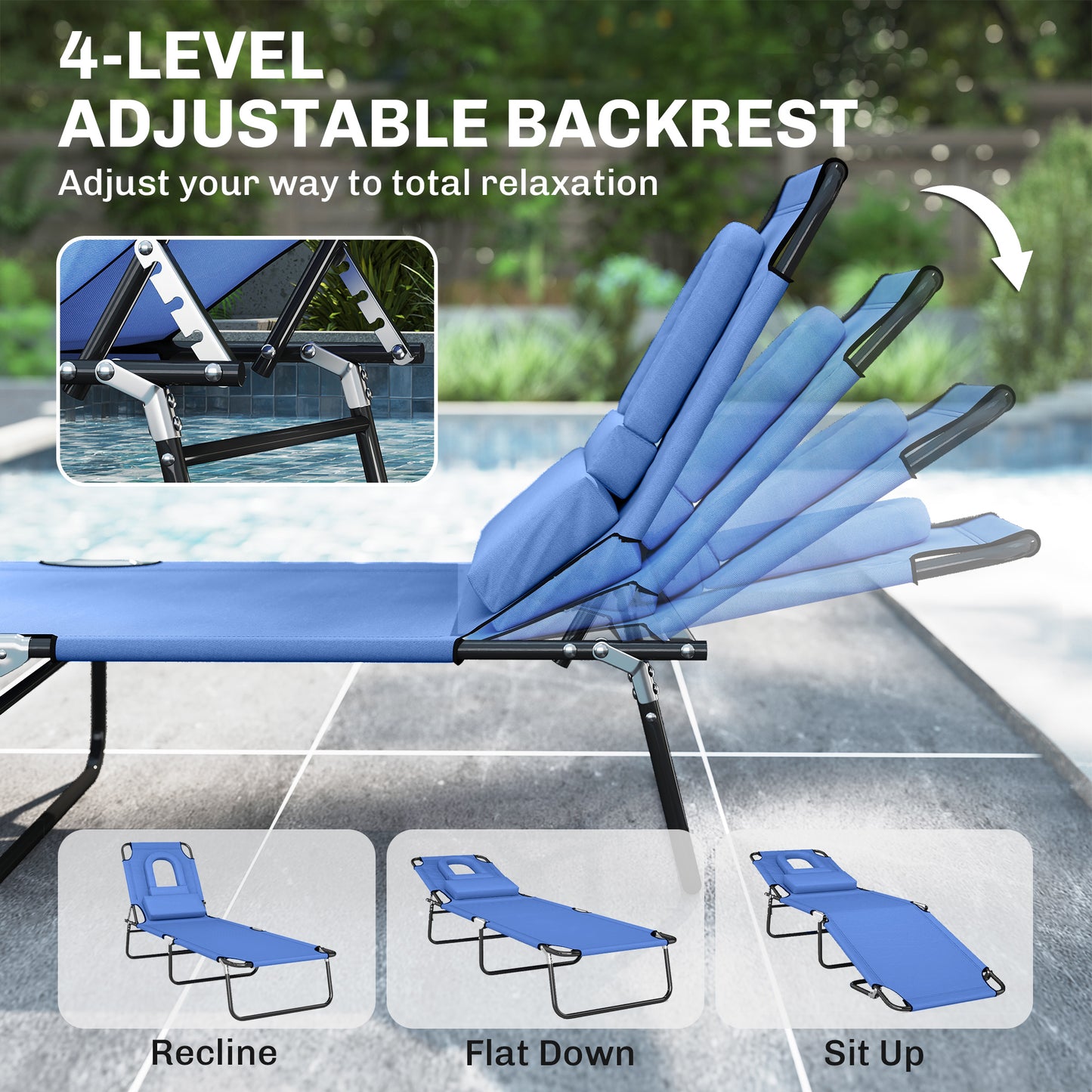 Outsunny Reading Hole Sun Lounger - Blue