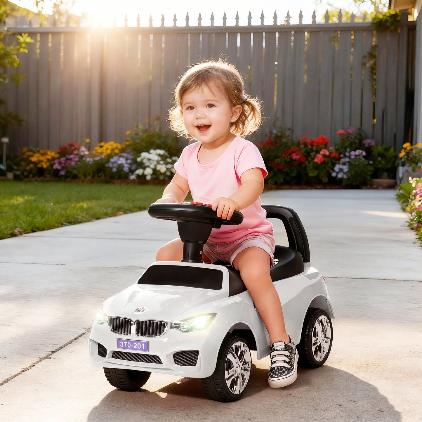 HOMCOM Ride on Car Baby Toddler Walker Foot to Floor Sliding Car Slider, White