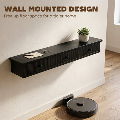 HOMCOM Shelf Wall-Mounted Storage Shelf Shelving Unit MDF 93 x 15 x 10 cm Entryway Kitchen Living Room, Black