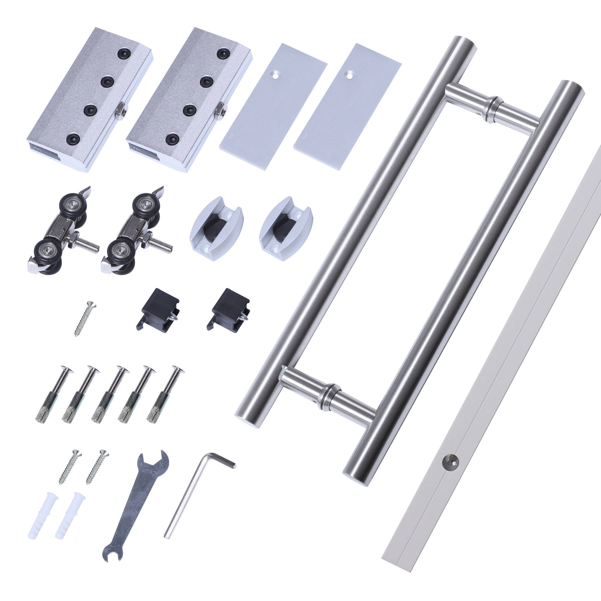 HOMCOM 90cm Modern Sliding Door Set Kit w/ Frosted Glass Door Aluminium Rail Opaque Home Decoration DIY Office Style-Home Doors-ChewyGames-ChewyGames
