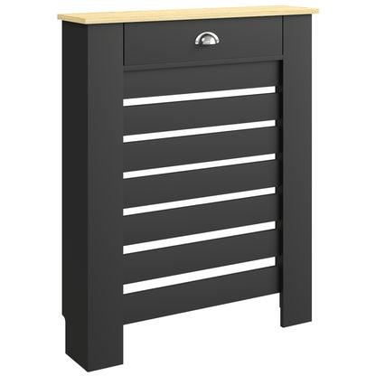 HOMCOM 95.5H x 78Wcm Radiator Cover, with Drawer - Black