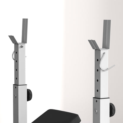 HOMCOM Adjustable Weight Bench with Squat Rack, Heavy Duty Bench Press Rack with Preacher Curl Pad, Leg Developer, Barbell Rack, Butterfly, Home Gym Strength Training Multiuse Workout Bench, Grey