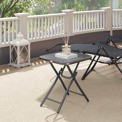 Outsunny Foldable Garden Table Square Folding Table for Patio Garden 45 x 45 x 50Hcm Black